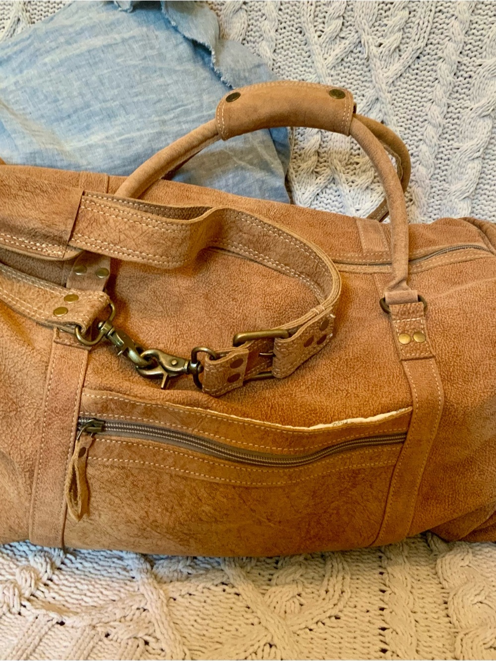 Myra NWOT Leather Duffel Bag - Classic Travel Weekender - Picture 6 of 16